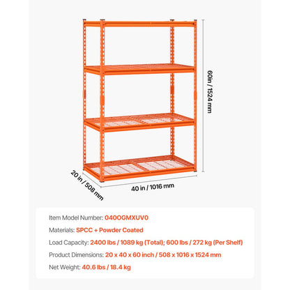040OGMXUV0 - Heavy-Duty 4-Tier Adjustable Garage Shelving Unit