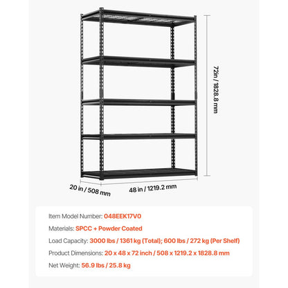 048EEK17V0 - Adjustable 5-Tier Garage Shelving Unit for Flexible Storage