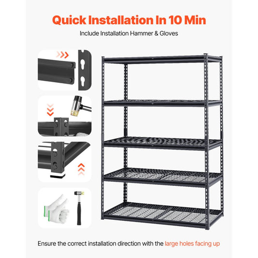 448JA98TV0 - Adjustable 5-Tier Garage Shelf with Heavy-Duty Design