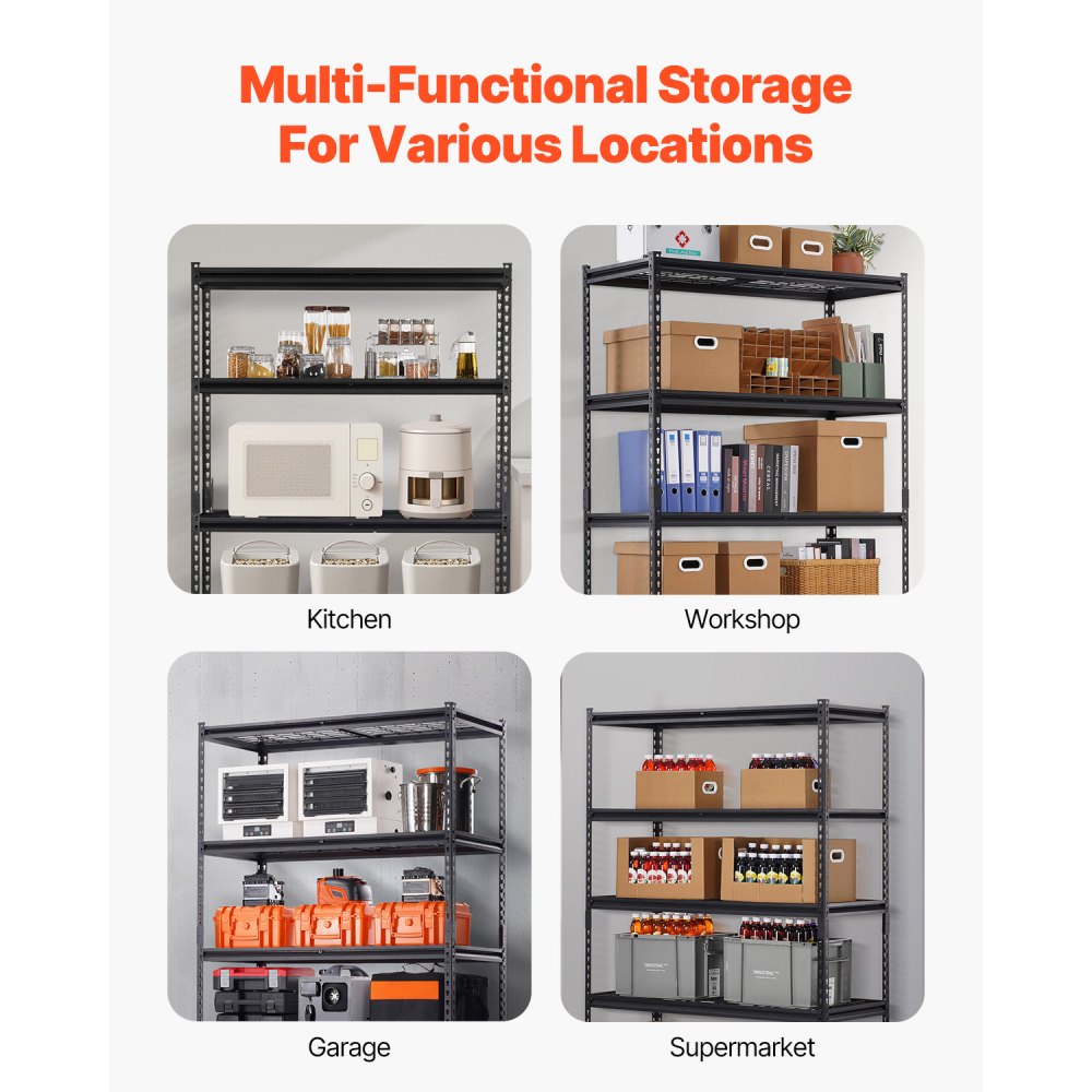 448JA98TV0 - Adjustable 5-Tier Garage Shelf with Heavy-Duty Design