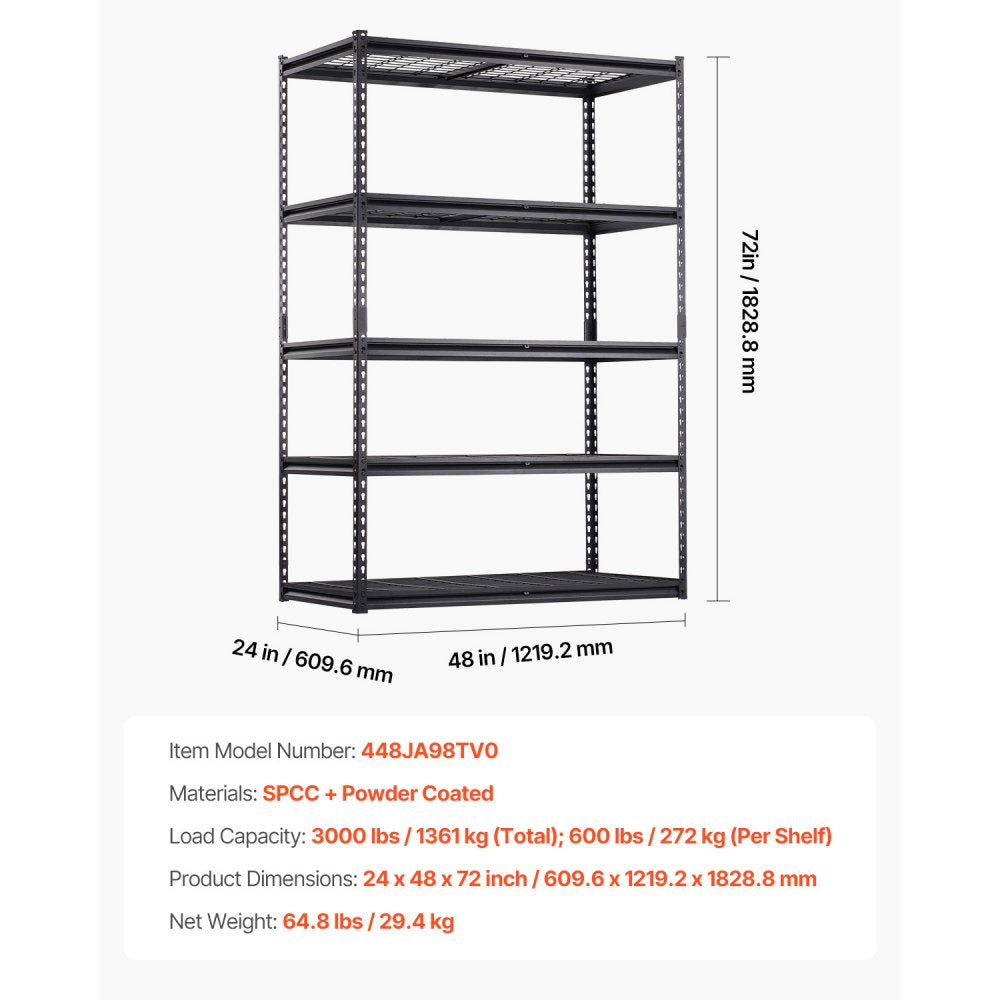 448JA98TV0 - Adjustable 5-Tier Garage Shelf with Heavy-Duty Design
