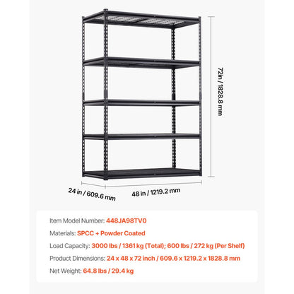 448JA98TV0 - Adjustable 5-Tier Garage Shelf with Heavy-Duty Design