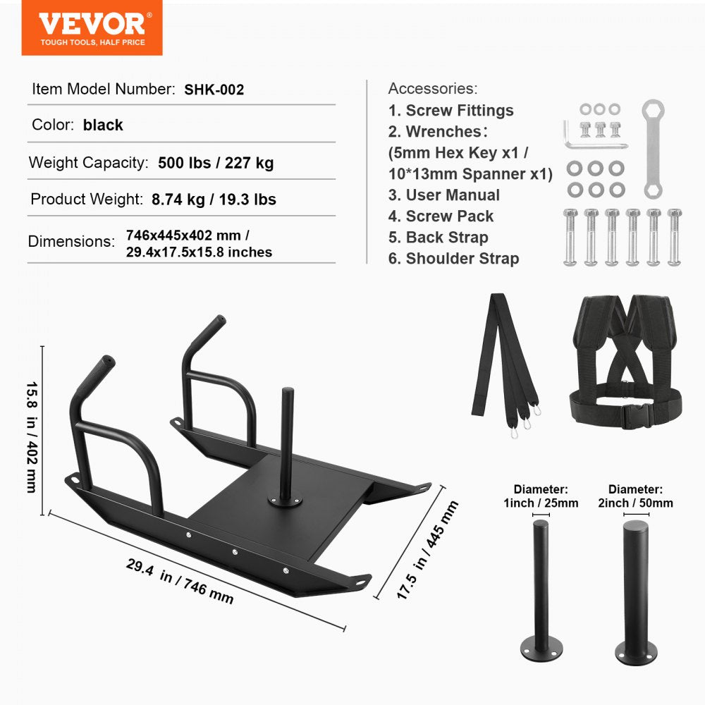 SHK-002 - Heavy-Duty 500 lb Pull Sled for Strength Training