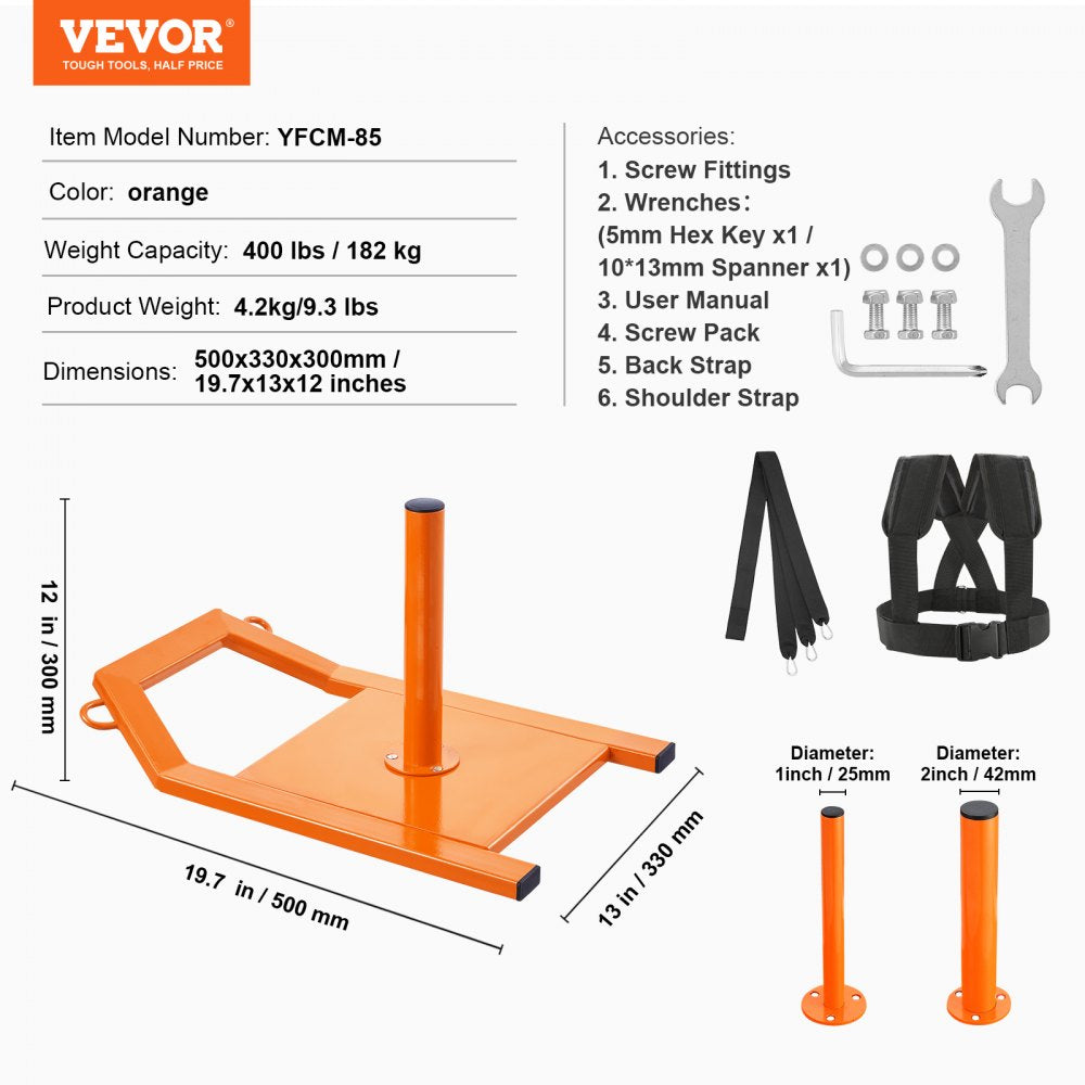 YFCM-85 - 400 lbs Weight Sled with Durable Straps for Ultimate Training