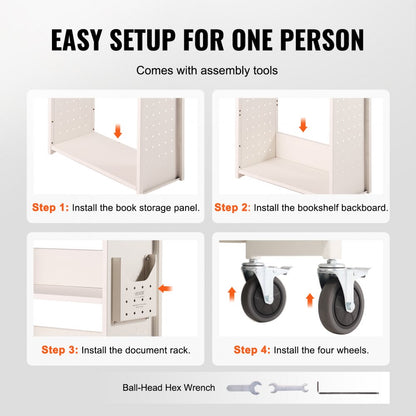 HXTC-L - Heavy-Duty Carbon Steel Book Cart with 330 lbs Capacity