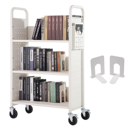 HXTC-L - Heavy-Duty Carbon Steel Book Cart with 330 lbs Capacity