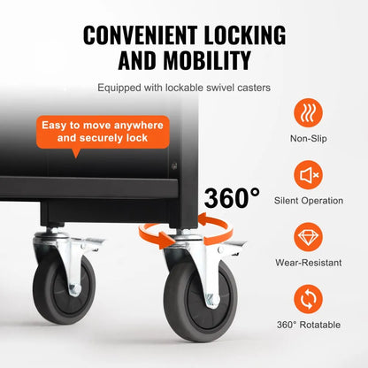 HXTC-L - Heavy-Duty Rolling Book Cart, 31.1" x 15.2" x 49.2"