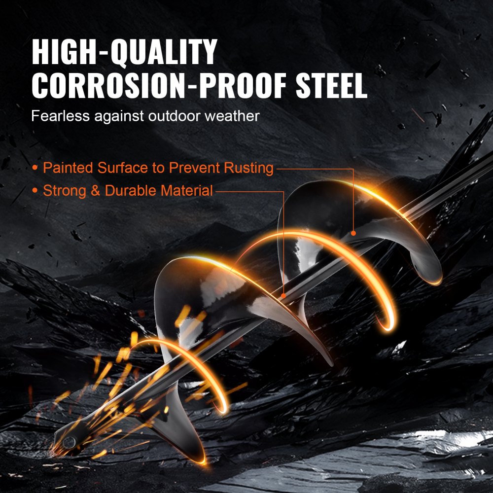 A25DY10-40BK & A8DS5-42BK - Versatile 2-16" & 4-16" Steel Garden Auger Bits