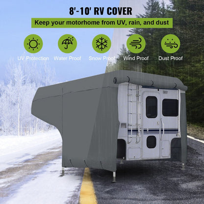 VV-RV-810 - Waterproof 4-Ply RV Cover with Zipper & Reinforced Straps