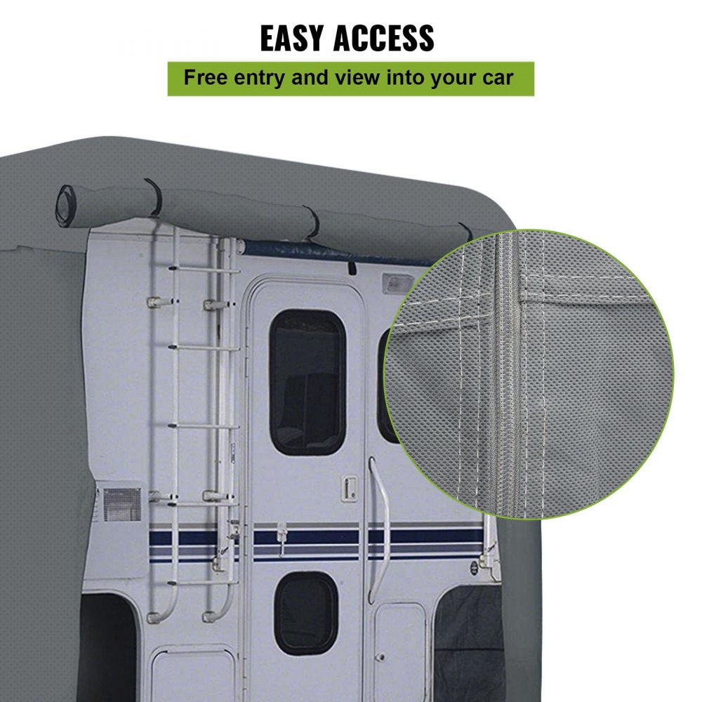 VV-RV-810 - Waterproof 4-Ply RV Cover with Zipper & Reinforced Straps