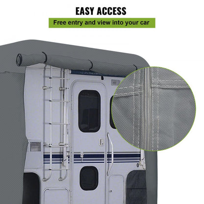 VV-RV-810 - Waterproof 4-Ply RV Cover with Zipper & Reinforced Straps