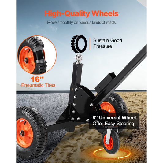 QYC1500 - 1500lbs Adjustable Height Trailer Dolly with Car-Pulling Mode