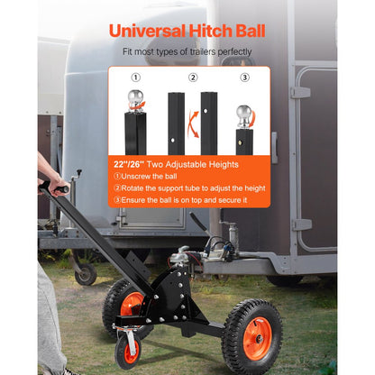 QYC1500 - 1500lbs Adjustable Height Trailer Dolly with Car-Pulling Mode
