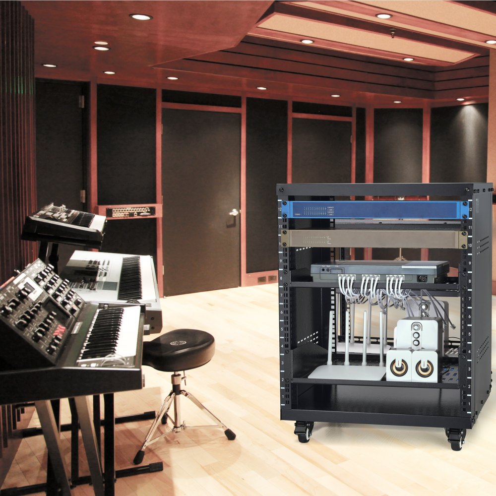 SPT-605-12 - 12U Steel Rack with Open Design and Lockable Casters