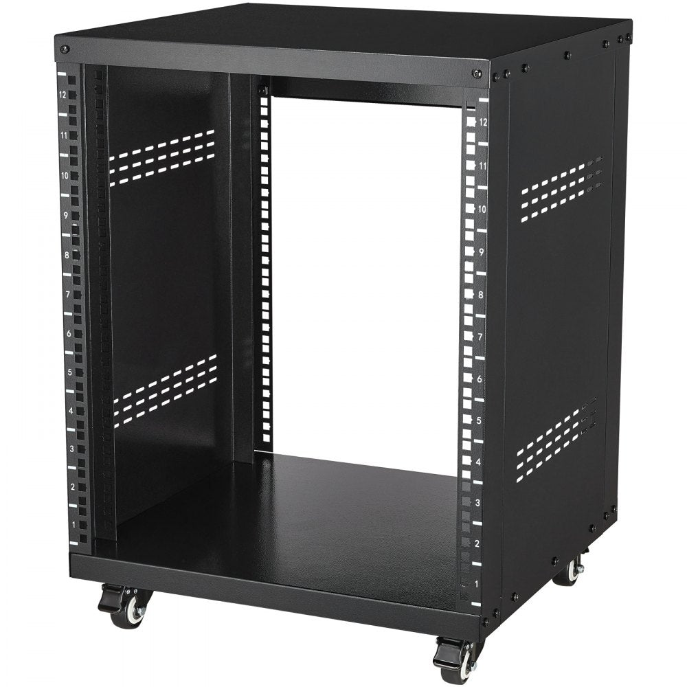 SPT-605-12 - 12U Steel Rack with Open Design and Lockable Casters