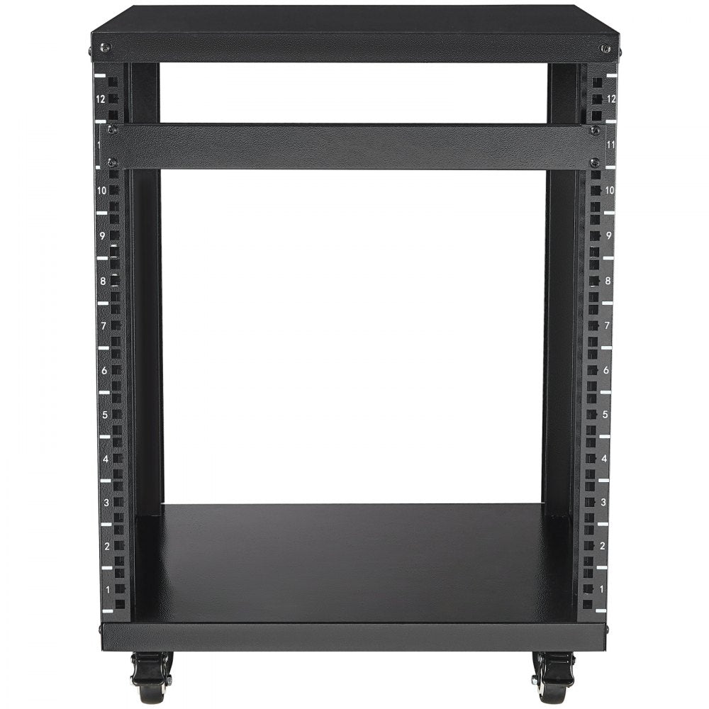 SPT-605-12 - 12U Steel Rack with Open Design and Lockable Casters