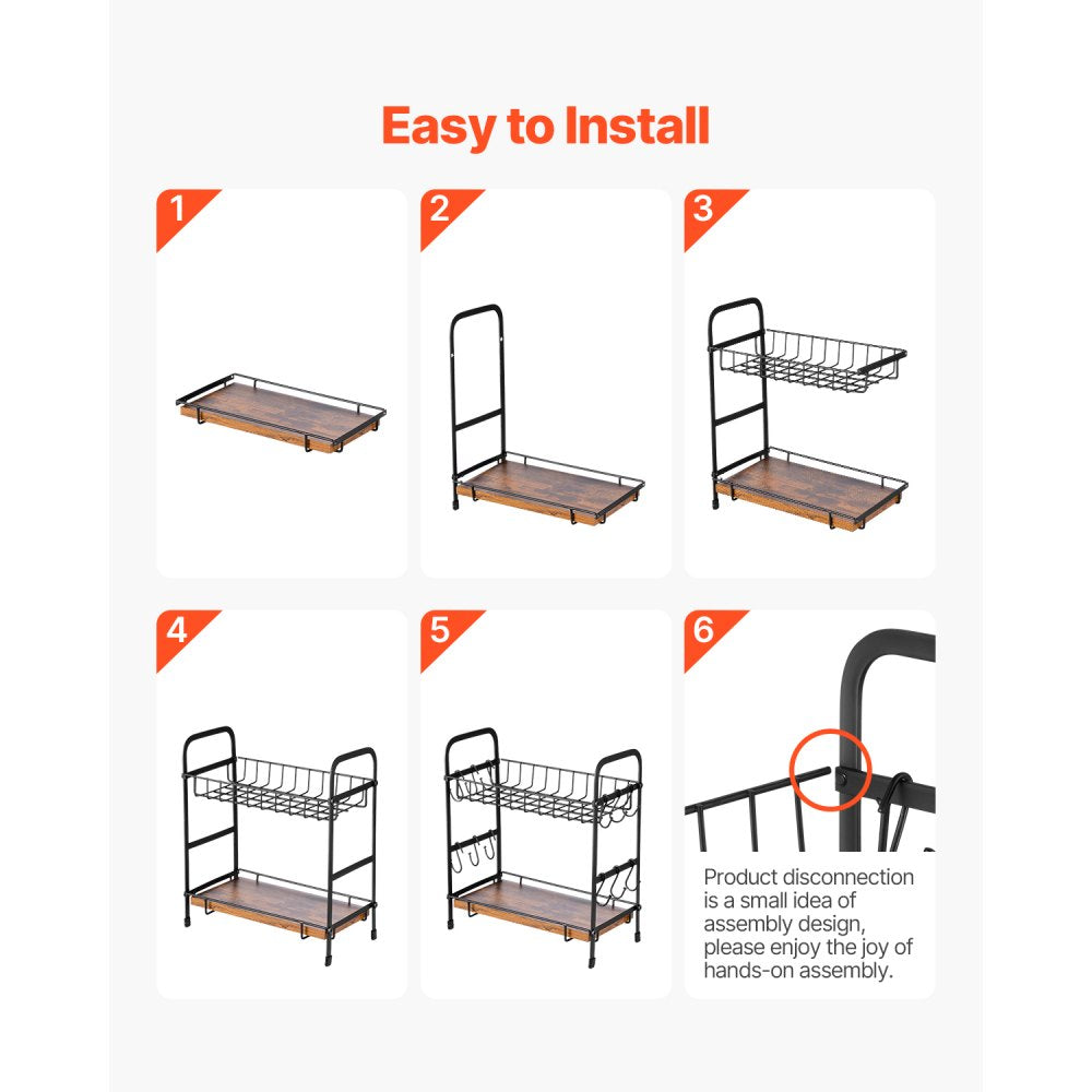 MUG-XM004 - Stylish 2-Tier Carbon Steel Coffee Organizer with 12 Hooks