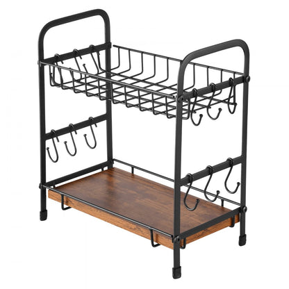 MUG-XM004 - Stylish 2-Tier Carbon Steel Coffee Organizer with 12 Hooks