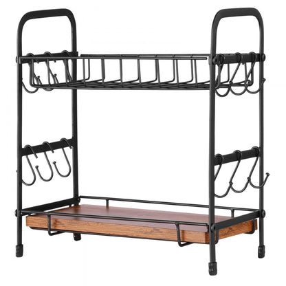 MUG-XM004 - Stylish 2-Tier Carbon Steel Coffee Organizer with 12 Hooks