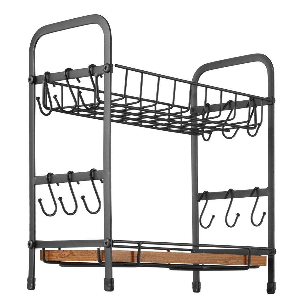 MUG-XM004 - Stylish 2-Tier Carbon Steel Coffee Organizer with 12 Hooks