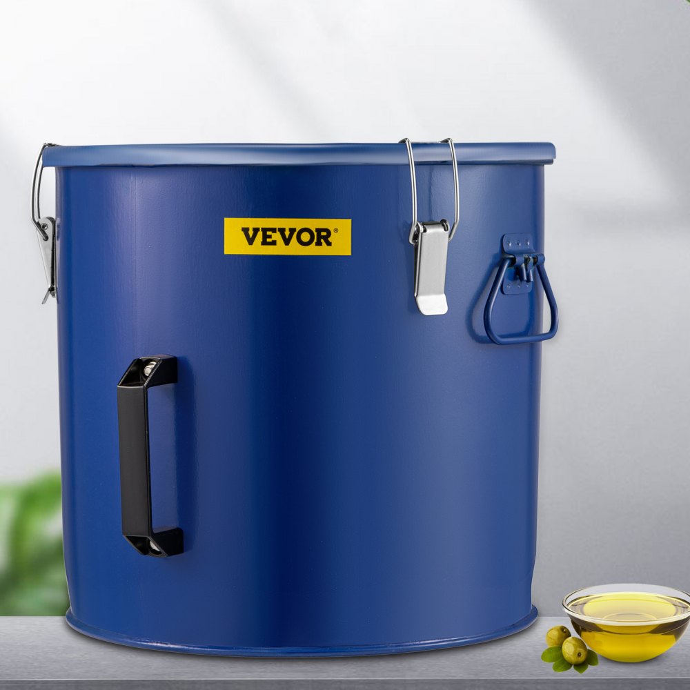 10 Gal Grease Bucket - Steel Oil Container with Filter Bag & Lock Clips
