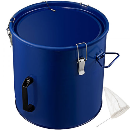 10 Gal Grease Bucket - Steel Oil Container with Filter Bag & Lock Clips
