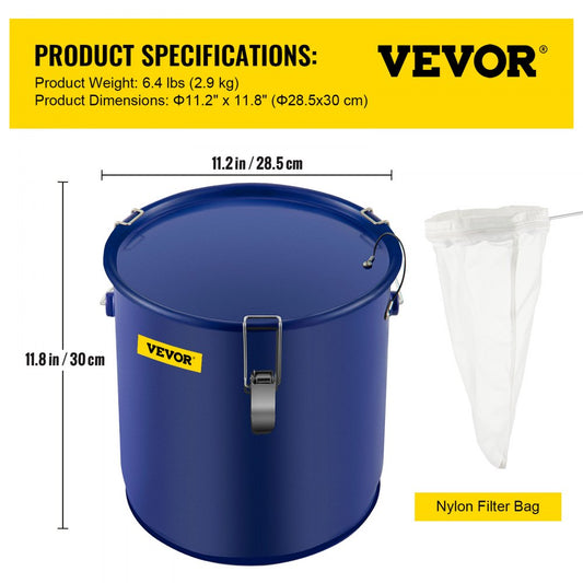 6 Gal Grease Bucket - Durable Steel Fryer Waste Container with Handles