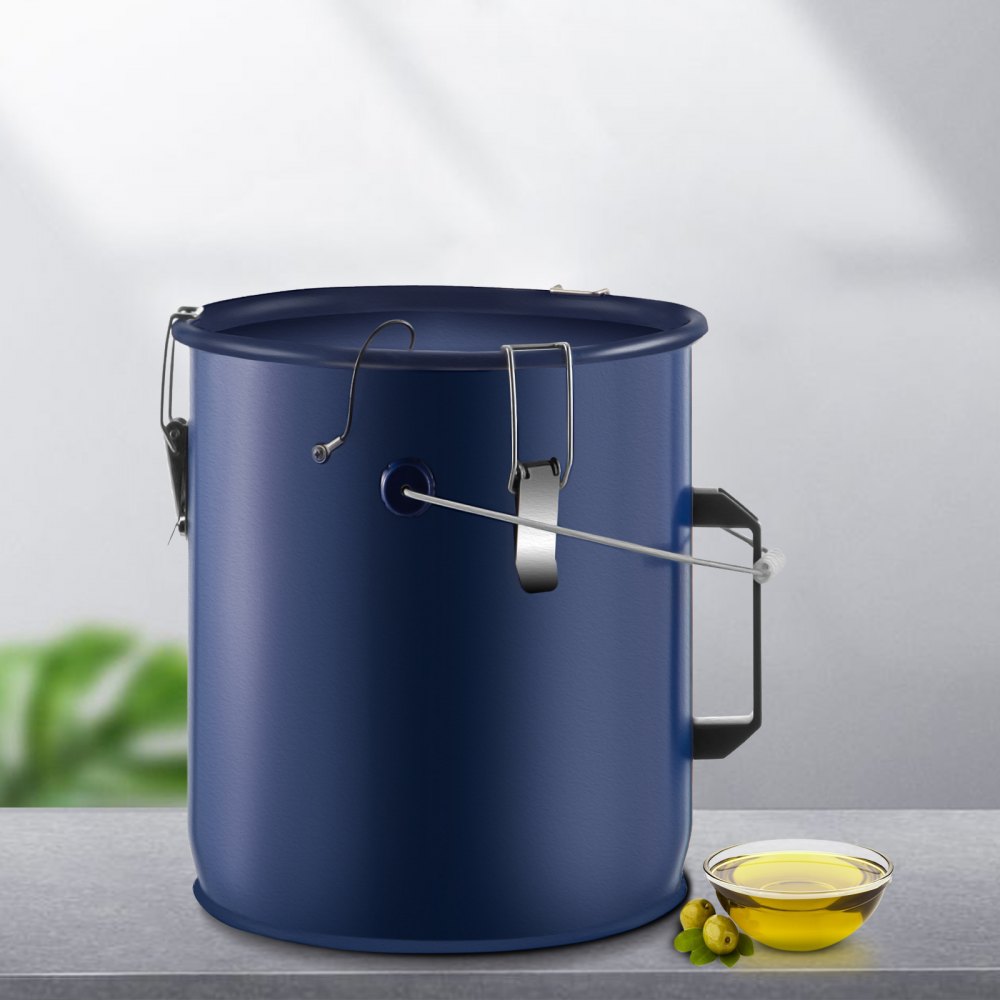 6 Gal Grease Bucket - Durable Steel Fryer Waste Container with Handles