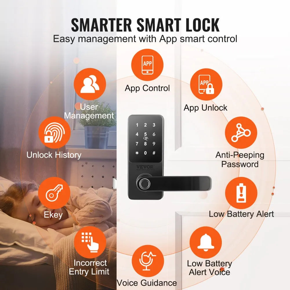 HMI-2005 - Keyless Smart Door Knob with Fingerprint Access