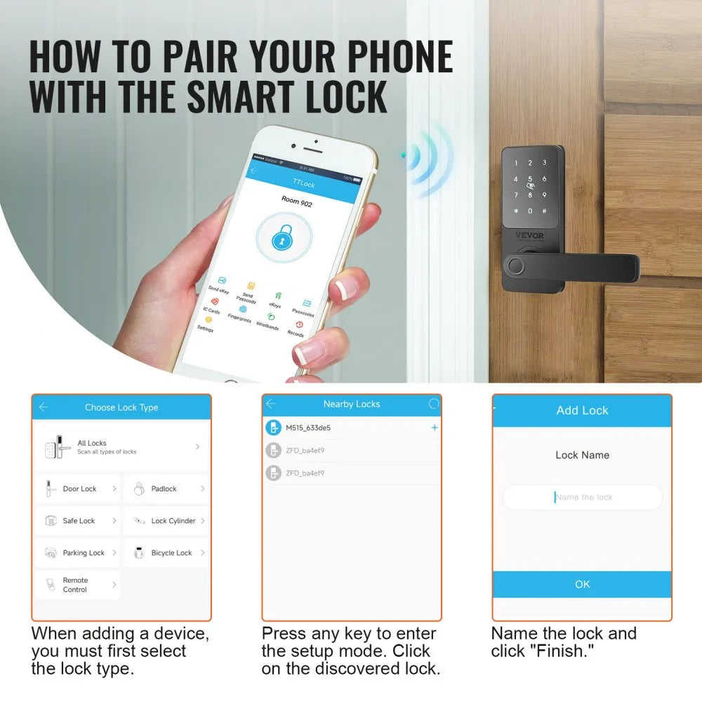 HMI-2005 - Keyless Smart Door Knob with Fingerprint Access