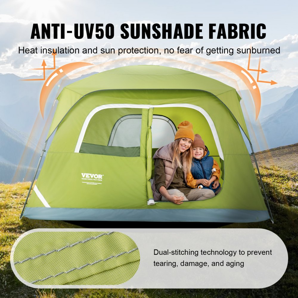SSCT003 - Spacious 6-Person Waterproof Camping Tent with UV Protection