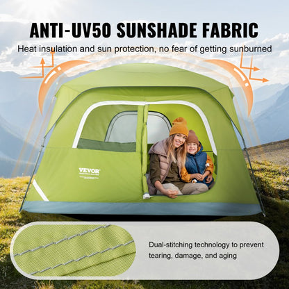 SSCT003 - Spacious 6-Person Waterproof Camping Tent with UV Protection