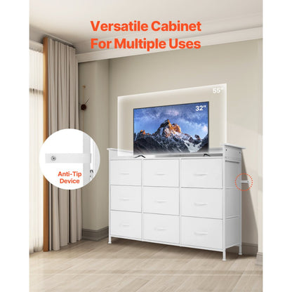 ZWE-BC-SS-11 - 9-Drawer LED Dresser with Remote & Charging Outlets