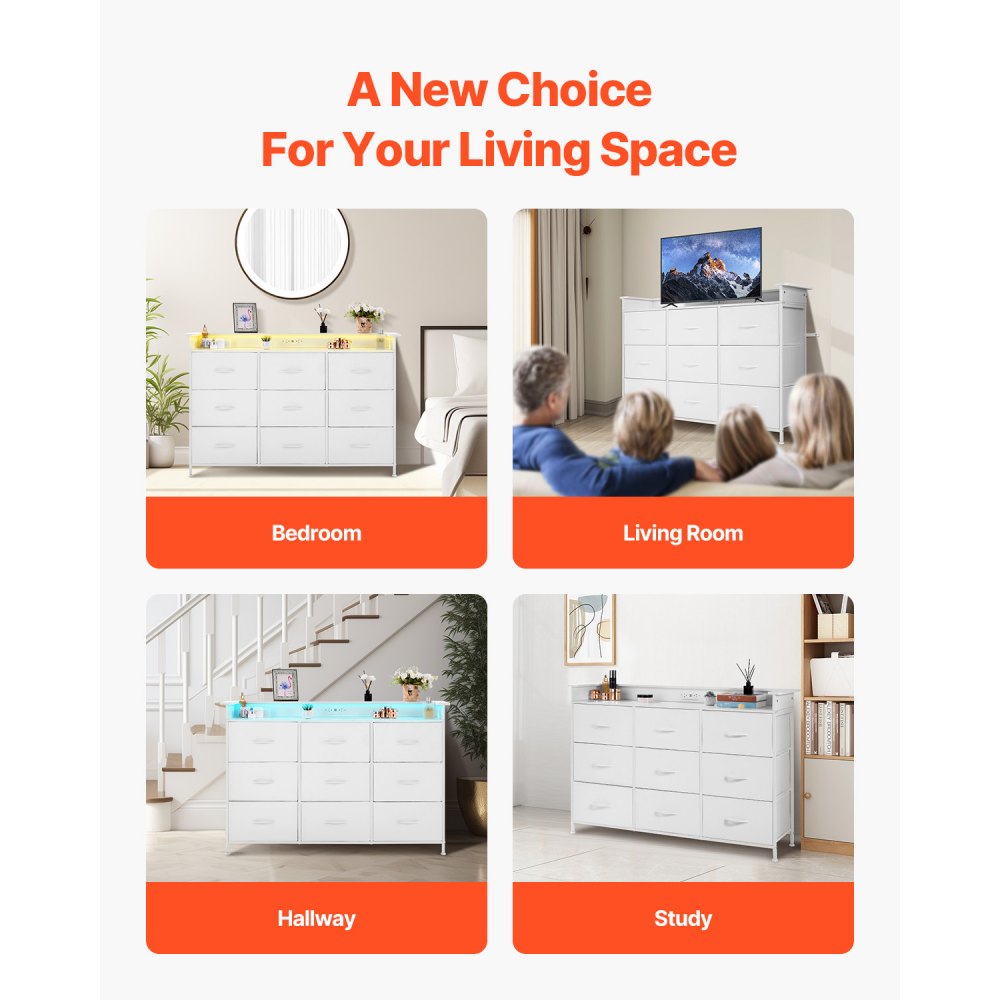 ZWE-BC-SS-11 - 9-Drawer LED Dresser with Remote & Charging Outlets