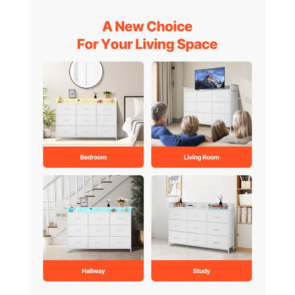 ZWE-BC-SS-11 - 9-Drawer LED Dresser with Remote & Charging Outlets