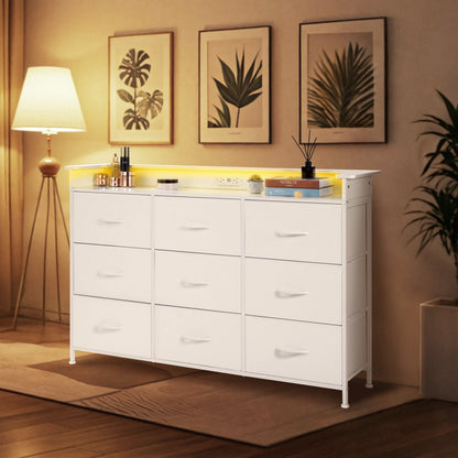 ZWE-BC-SS-11 - 9-Drawer LED Dresser with Remote & Charging Outlets