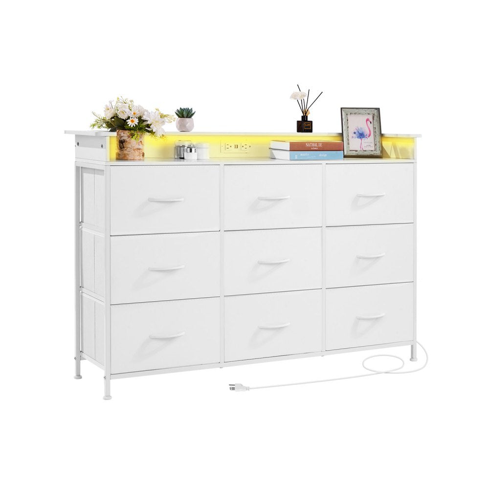 ZWE-BC-SS-11 - 9-Drawer LED Dresser with Remote & Charging Outlets