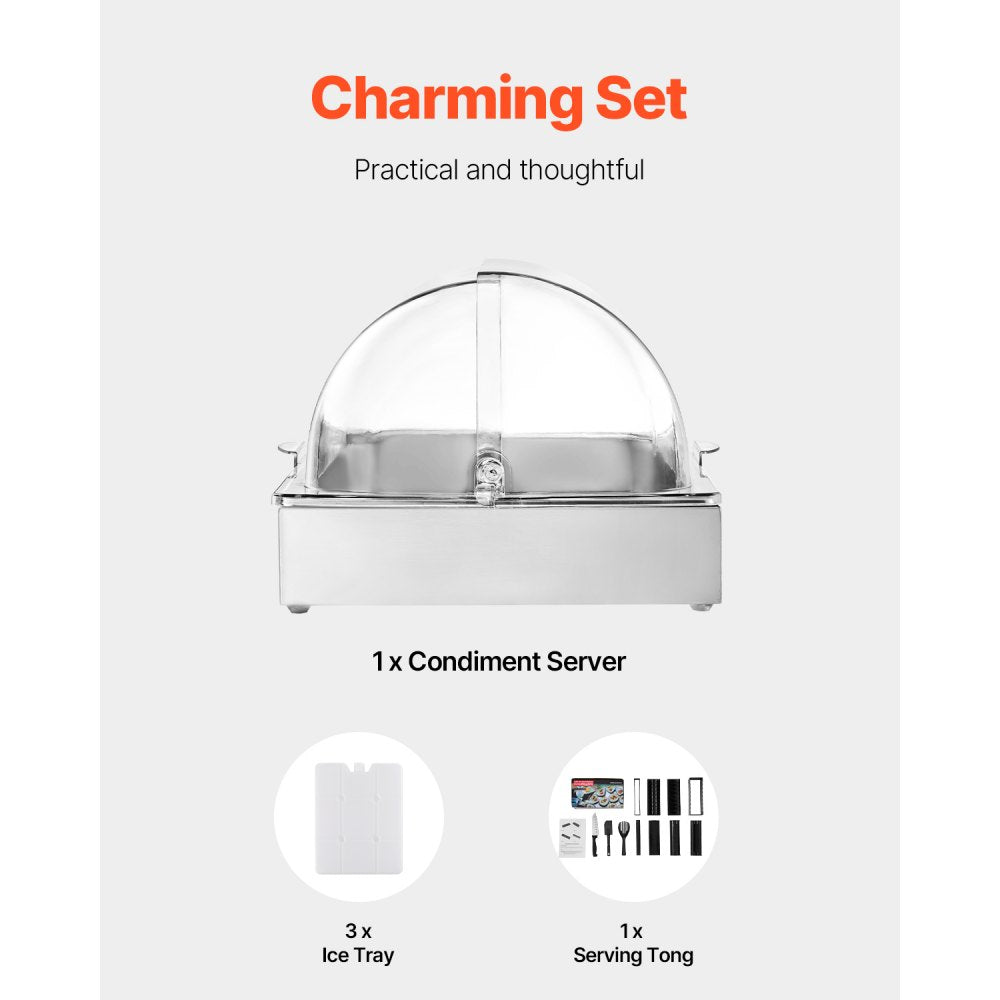 DT-C1130 - Elegant Stainless Steel Food Display Container with Lid & Temperature Control
