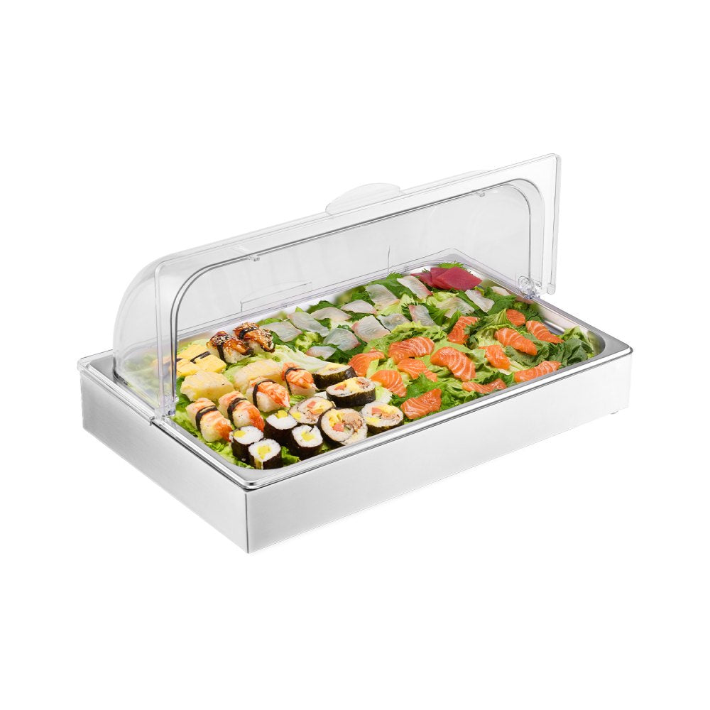 DT-C1130 - Elegant Stainless Steel Food Display Container with Lid & Temperature Control