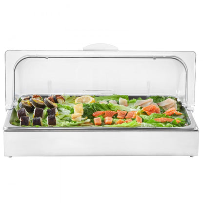 DT-C1130 - Elegant Stainless Steel Food Display Container with Lid & Temperature Control