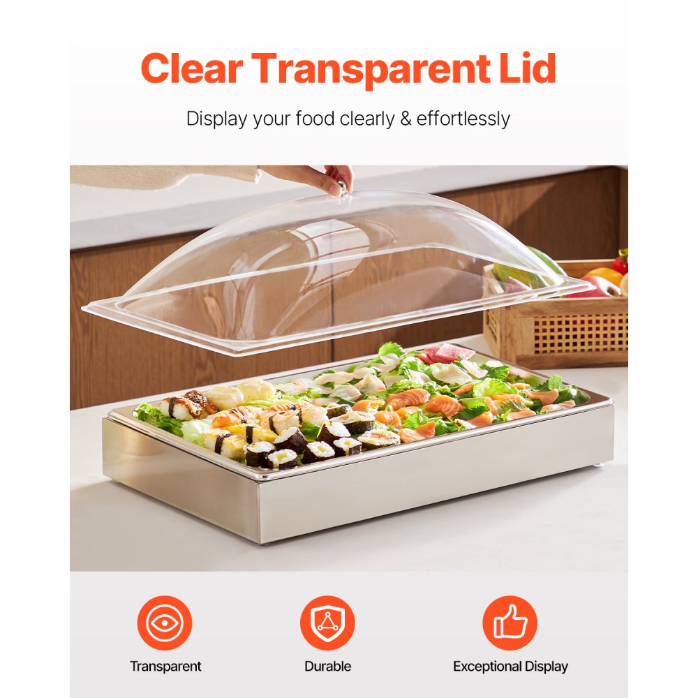 DT-C1129 - Elegant Stainless Steel Food Display Tray with Lid for All Occasions