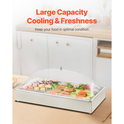 DT-C1129 - Elegant Stainless Steel Food Display Tray with Lid for All Occasions