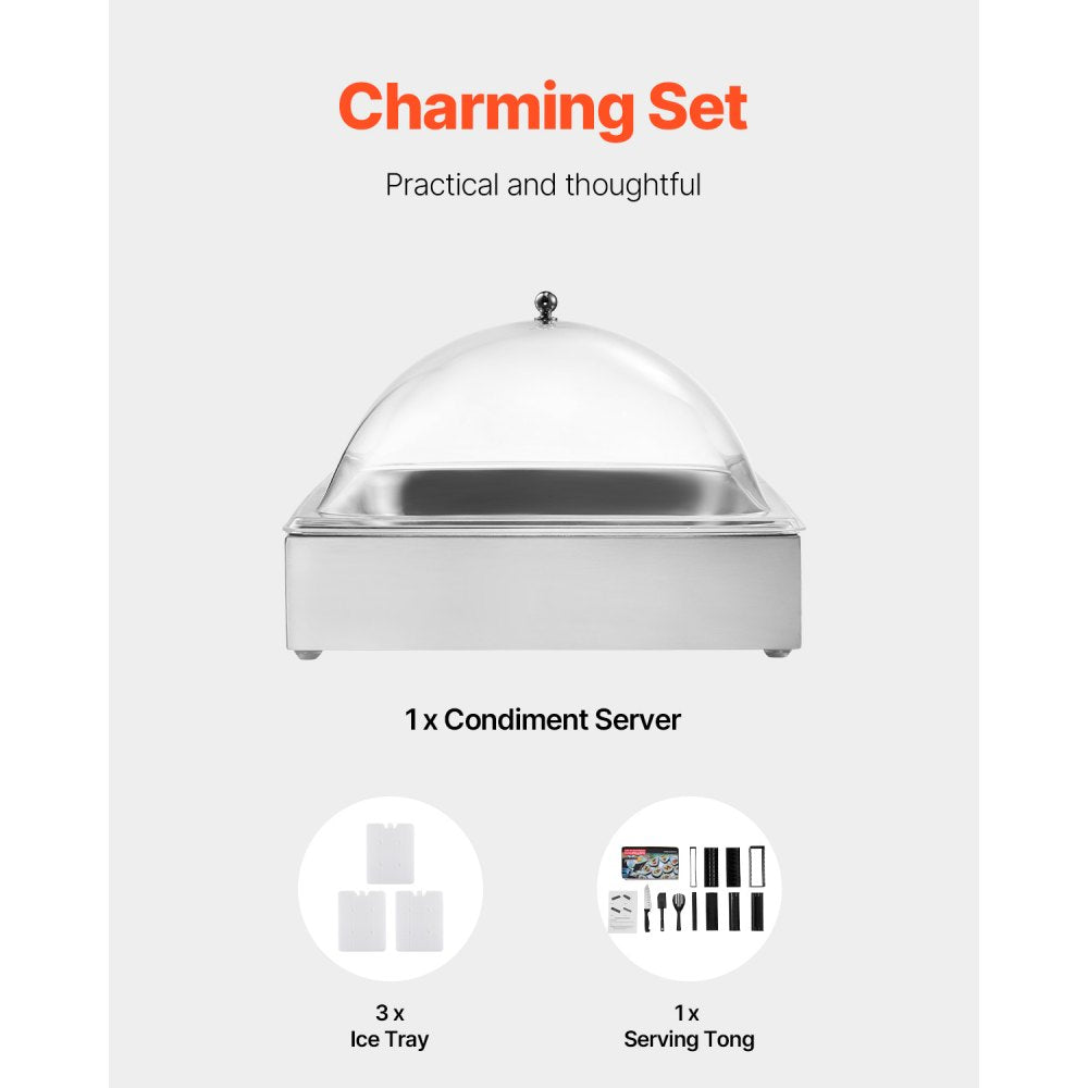 DT-C1129 - Elegant Stainless Steel Food Display Tray with Lid for All Occasions