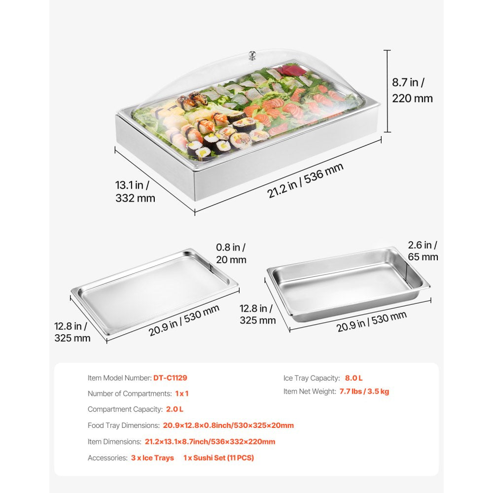 DT-C1129 - Elegant Stainless Steel Food Display Tray with Lid for All Occasions