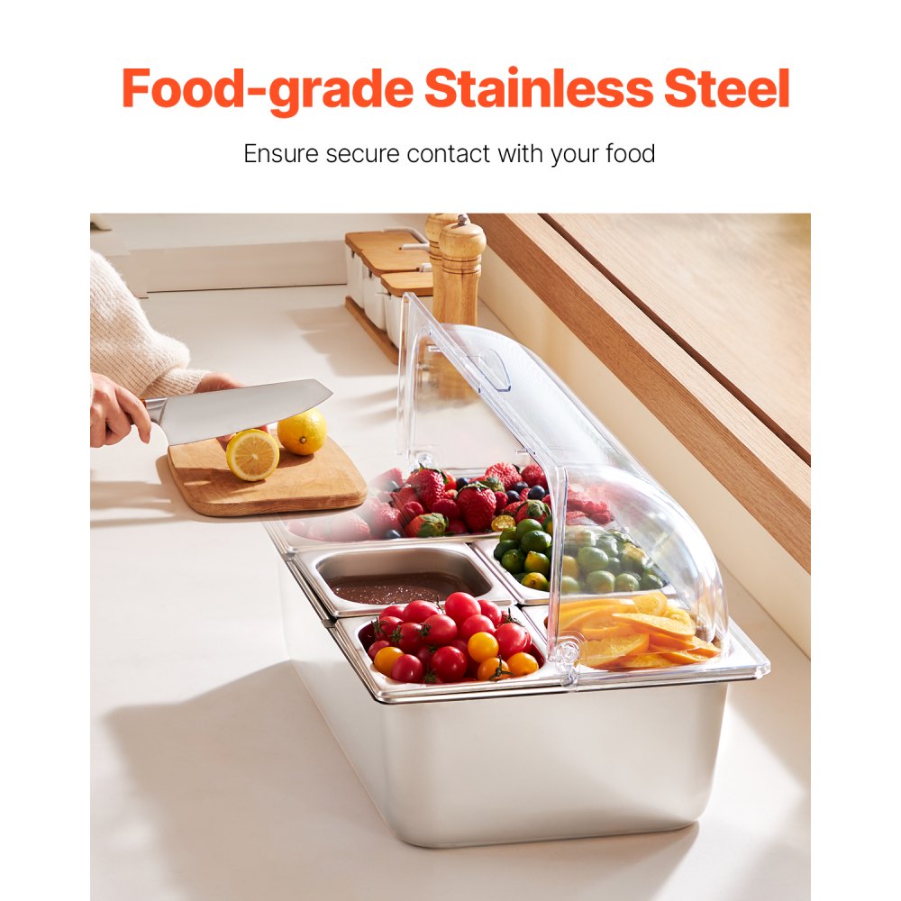 GN1091 - Stainless Steel Buffet Server with Transparent Lid and Temperature Control