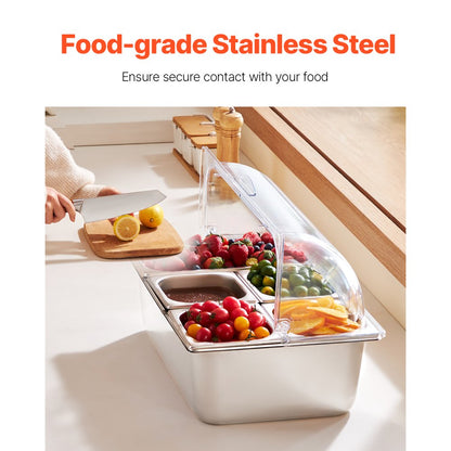 GN1091 - Stainless Steel Buffet Server with Transparent Lid and Temperature Control