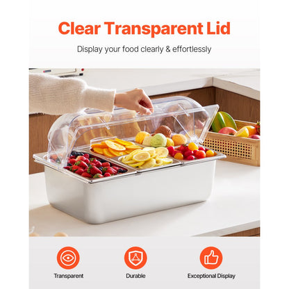 GN1091 - Stainless Steel Buffet Server with Transparent Lid and Temperature Control