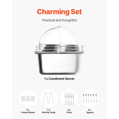 GN1091 - Stainless Steel Buffet Server with Transparent Lid and Temperature Control
