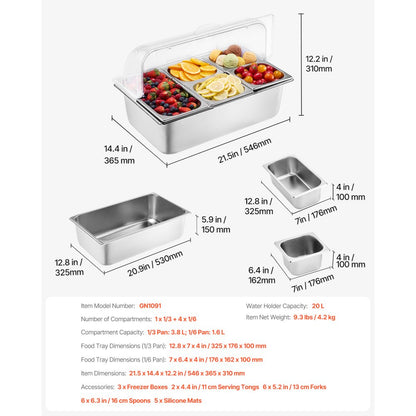 GN1091 - Stainless Steel Buffet Server with Transparent Lid and Temperature Control