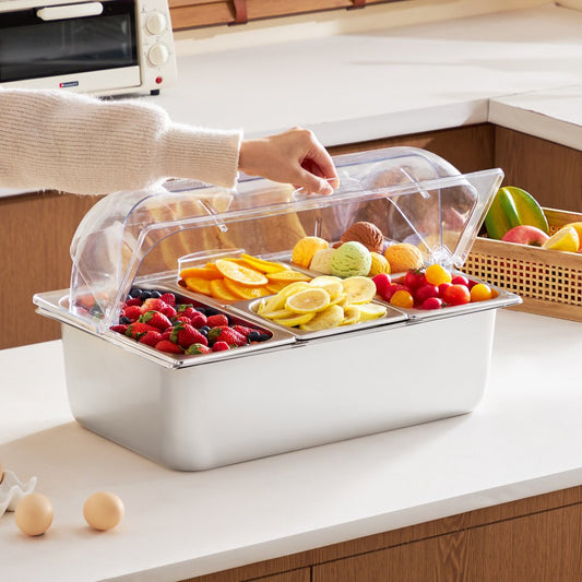 GN1091 - Stainless Steel Buffet Server with Transparent Lid and Temperature Control